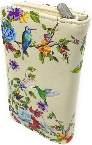محفظة كبيرة للطيور من Shag Wear Vintage Hummingbird للنساء والفتيات المراهقات من الجلد الصناعي النباتي مقاس 7 بوصات بيج in Saudi Arabia
