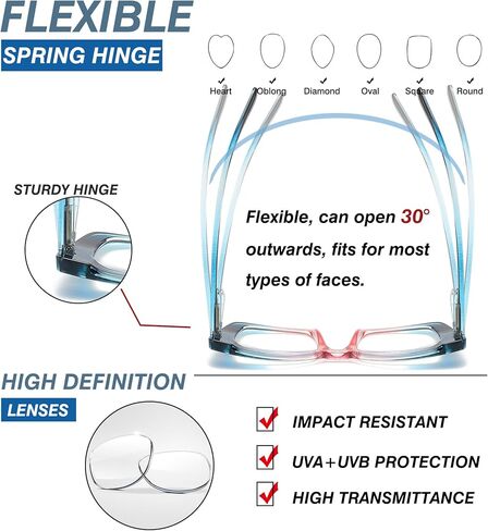 Oversized Reading Glasses Women Cat Eye Computer Reader with Spring Hinge in Saudi Arabia