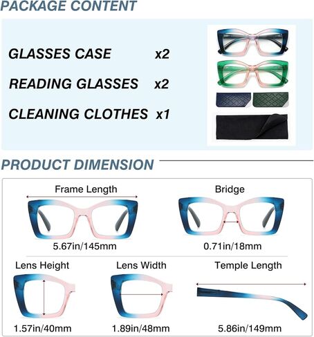 Oversized Reading Glasses Women Cat Eye Computer Reader with Spring Hinge in Saudi Arabia