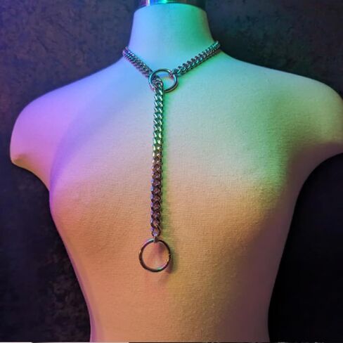 Heart O-ring Slip Chain Necklace For Women Y-Necklace Handmade Punk Gothic Cuban Necklace Adjustable Lariat Womens Heart O-Ring Slip Chain Choker Necklace Heart Locker With Key in Saudi Arabia