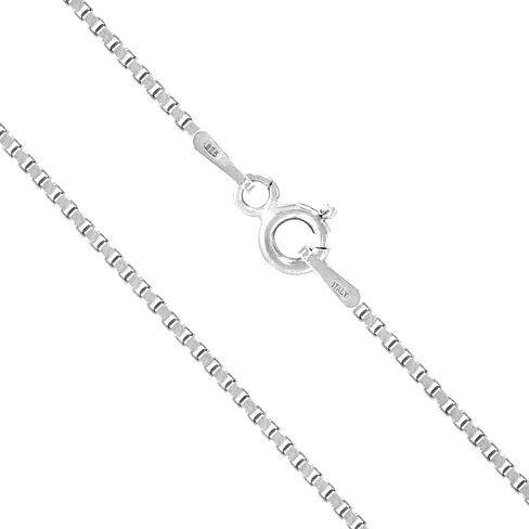 Sterling Silver Chain Necklace for Women Box 1.25mm Tarnish Resistant Responsibly Sourced - Non-Migrating Clasp Design - Sterling Silver Chain Necklace - Italian Made in Italy - Quality Durable Sturdy 1.25mm Chain for Women - Quality Gift Box - 925 Sterli in Saudi Arabia