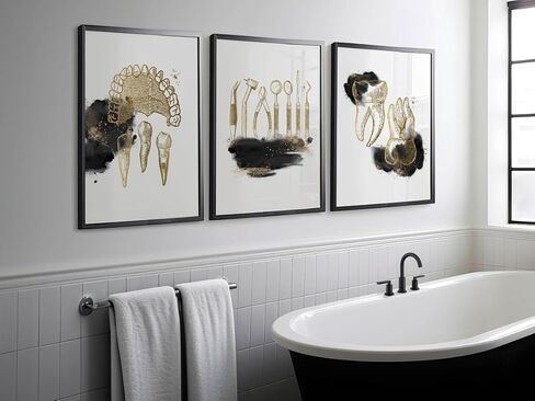 Dentist Tooth Canvas Painting 3 Pieces Dental Art Office Posters Prints Wall Art Pictures for Medical Clinic Anatomy Decor with Wooden Inner Frame in Saudi Arabia