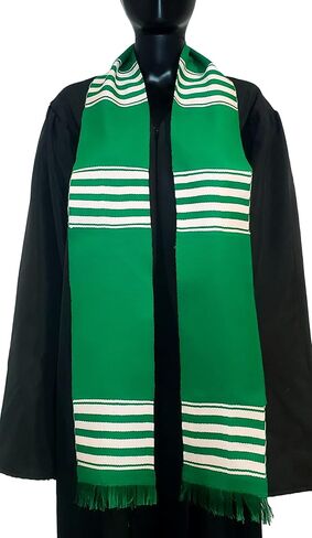 African Kente Graduation Choir Stole - Green with White in Kuwait