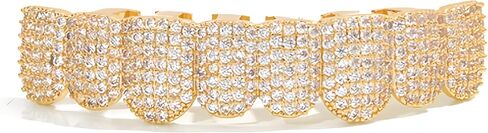 Diamond Grillz for Men 8-Tooth Micro-Paved Zircon Full Coverage Iced Out Luxury Statement Hip Hop Party Nightclub Performance in Saudi Arabia