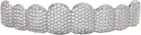Diamond Grillz for Men 8-Tooth Micro-Paved Zircon Full Coverage Iced Out Luxury Statement Hip Hop Party Nightclub Performance in Saudi Arabia