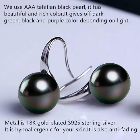 Gift for Wife AAAAA Grade Tahitian Black Pearl Dangle Earrings birthday Wedding Valentines Anniversary Christmas Mothers Day Gift for Wife Women Mom Girlfriend Friends Daughter Women Earrings in Saudi Arabia