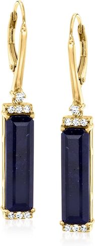 Ross-Simons 12.00 ct. t.w. Sapphire Drop Earrings With .30 ct. t.w. White Topaz in 18kt Gold Over Sterling in Saudi Arabia
