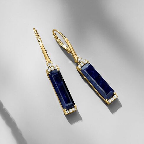 Ross-Simons 12.00 ct. t.w. Sapphire Drop Earrings With .30 ct. t.w. White Topaz in 18kt Gold Over Sterling in Saudi Arabia