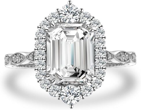 3.0CT Elongated Emerald Cut Engagement Ring,Emerald Solitaire Simulated Diamond Ring,925 Sterling Silver Promise Wedding Ring in Kuwait