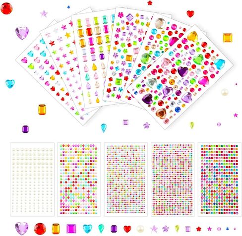 3228pcs ملصق راينستون ، ملصقات جوهرة الراينستون للحرف اليدوية اللاصقة ، عصا على الأحجار الكريمة واللآلئ لمكياج الوجه دييك in Saudi Arabia