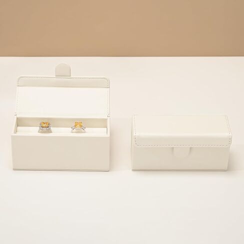 Oirlv Ring Box for Wedding Engagement Ring Box for Couples Wedding Ceremony Rings Holder(Beige) in Saudi Arabia