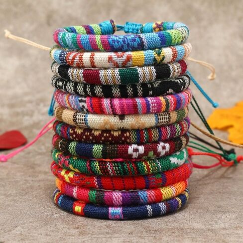 12Pcs Boho Surfer Bracelets for Women Men Adjustable Braided Bracelets for Ethnic Hippie Style String Friendship in Saudi Arabia