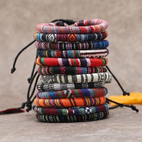 12Pcs Boho Surfer Bracelets for Women Men Adjustable Braided Bracelets for Ethnic Hippie Style String Friendship in Saudi Arabia