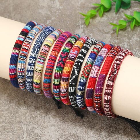 12Pcs Boho Surfer Bracelets for Women Men Adjustable Braided Bracelets for Ethnic Hippie Style String Friendship in Saudi Arabia