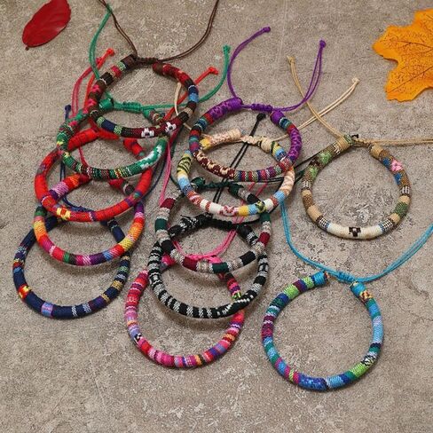 12Pcs Boho Surfer Bracelets for Women Men Adjustable Braided Bracelets for Ethnic Hippie Style String Friendship in Saudi Arabia