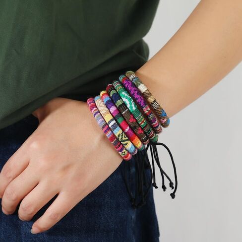 12Pcs Boho Surfer Bracelets for Women Men Adjustable Braided Bracelets for Ethnic Hippie Style String Friendship in Saudi Arabia