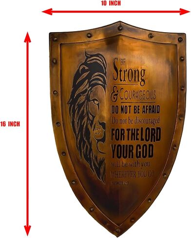 Christian Home Decor Wall Art Shield | Be Strong & Courageous Bible Verse | Easter Gift | Inspirational Wall Decor | Living Room Bedroom Decor | Spiritual Protection Sign | Religious Housewarming Gift | Faith-Based Home Accent | Scripture Wall Art | Chris in Saudi Arabia