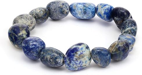 Lab Certified Lapis Lazuli Tumbled Healing Bracelet – 8mm Natural Gemstone Beads, Unisex Stretch Elastic Bracelet for Men & Women in Saudi Arabia