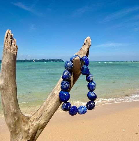 Lab Certified Lapis Lazuli Tumbled Healing Bracelet – 8mm Natural Gemstone Beads, Unisex Stretch Elastic Bracelet for Men & Women in Saudi Arabia