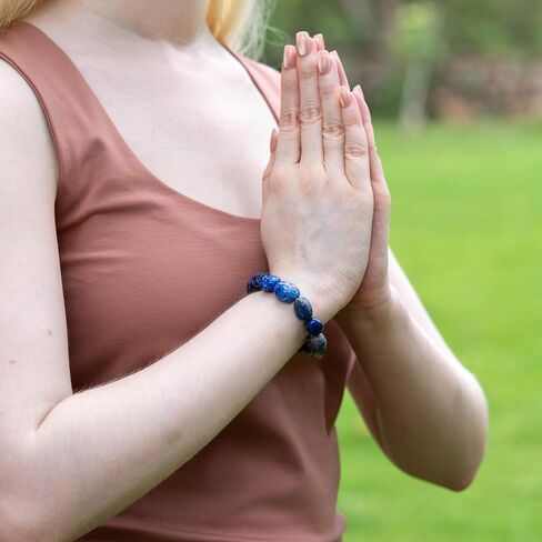 Lab Certified Lapis Lazuli Tumbled Healing Bracelet – 8mm Natural Gemstone Beads, Unisex Stretch Elastic Bracelet for Men & Women in Saudi Arabia