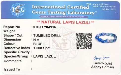 Lab Certified Lapis Lazuli Tumbled Healing Bracelet – 8mm Natural Gemstone Beads, Unisex Stretch Elastic Bracelet for Men & Women in Saudi Arabia