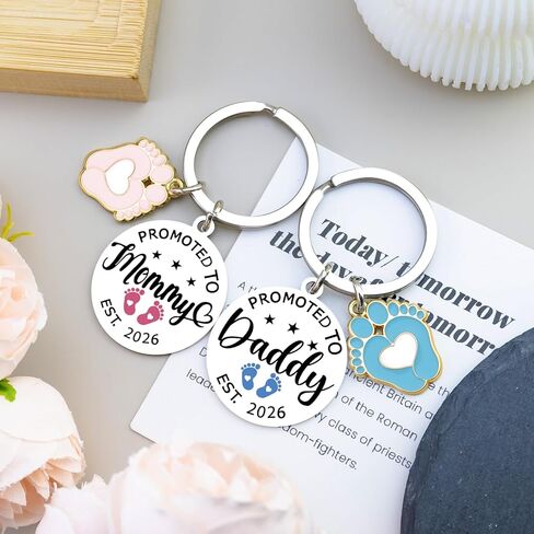 2Pcs New Parents Gifts for Couples New Mom and Dad Gifts First Time Mommy Daddy Keychain Set Pregnancy Gift for First Time Mom Dad Gender Reveal Gift for Expecting Parents in Saudi Arabia