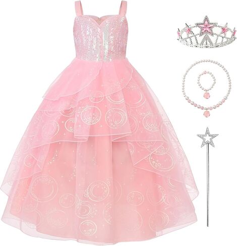 JerrisApparel Girls Princess Party Dress Pink Witch Costume Sequin Tulle Gown Dress Up in Saudi Arabia