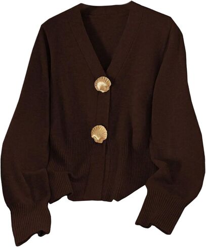 Verdusa Women's Button Up Cardigan Elegant V Neck Cozy Sweaters Fall Winter Outerwear in Saudi Arabia