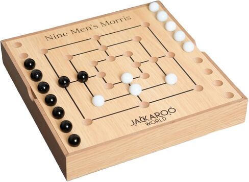 لعبة Nine Mens Morris Board Game - ألعاب لاعبين قديمة روما - لعبة استراتيجية الرخام Wooden Tic Tac Teo Mill - لعبة Wooden Board Game for Men & Woman Marbles Games for البالغين (Walnut) in Saudi Arabia