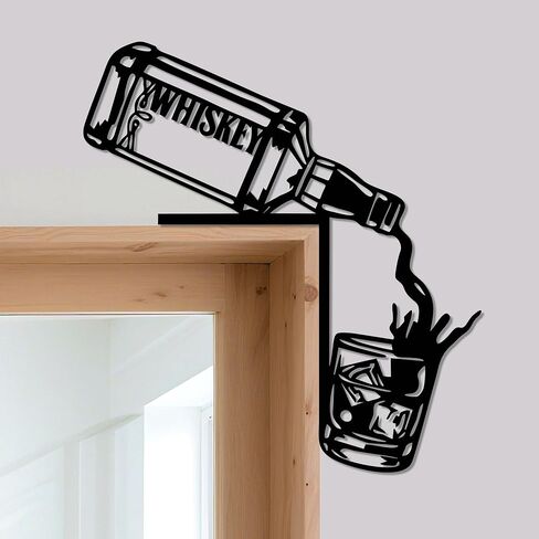 YATEASLU Bar Wall Decor - Whiskey Pour Art Metal Door Frame Decor, Bar Sign, Door Topper for Home - Rustproof Bar Decorations for Kitchen, Bedroom, Pub - Gift for Christmas, Thanksgiving in Saudi Arabia
