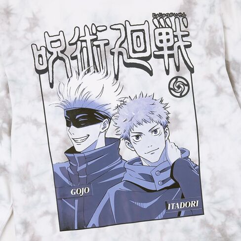 سترة Bioworld Jujutsu Kaisen Gojo & Itadori Kanji النسائية ذات اللون الأبيض السحابي ورقبة دائرية وأكمام طويلة من الصوف in Saudi Arabia