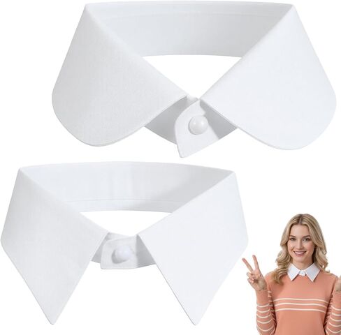 2pcs Fake Collar Women White Detachable Faux Collar Blouse Lapel, 2 Styles, Medium in Saudi Arabia