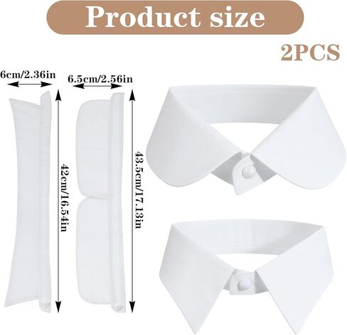 2pcs Fake Collar Women White Detachable Faux Collar Blouse Lapel, 2 Styles, Medium in Saudi Arabia