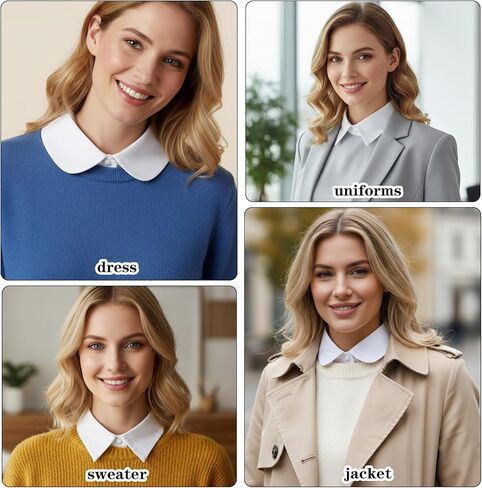 2pcs Fake Collar Women White Detachable Faux Collar Blouse Lapel, 2 Styles, Medium in Saudi Arabia