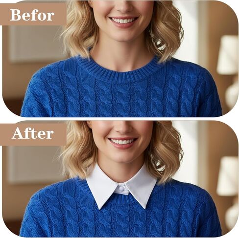 2pcs Fake Collar Women White Detachable Faux Collar Blouse Lapel, 2 Styles, Medium in Saudi Arabia