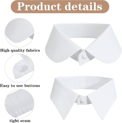 2pcs Fake Collar Women White Detachable Faux Collar Blouse Lapel, 2 Styles, Medium in Saudi Arabia