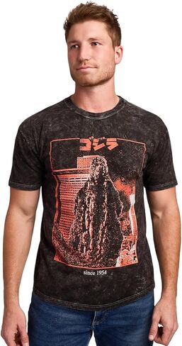 Bioworld Godzilla Kanji Title Art Men's Black Cloud Wash Short Sleeve Tee in Saudi Arabia