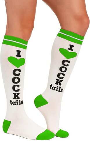 جوارب بأشكال مضحكة للنساء أحب الكوكتيلات جوارب أنبوبية للركبة جوارب الحفلات هدايا لعيد الميلاد تبادل هدايا الفيل الأبيض in Kuwait