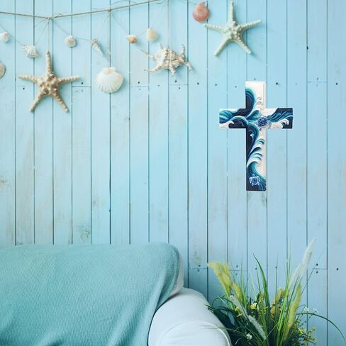BestGiftEver Stunning Sea Turtle Waves Wall Cross - Nautical & Ocean Decor | Beach House Religious Wall Art | Coastal and Marine Life Hanging Wall Decor Cross in Saudi Arabia