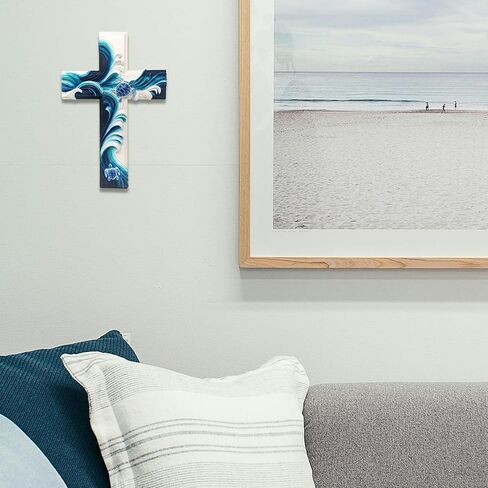 BestGiftEver Stunning Sea Turtle Waves Wall Cross - Nautical & Ocean Decor | Beach House Religious Wall Art | Coastal and Marine Life Hanging Wall Decor Cross in Saudi Arabia