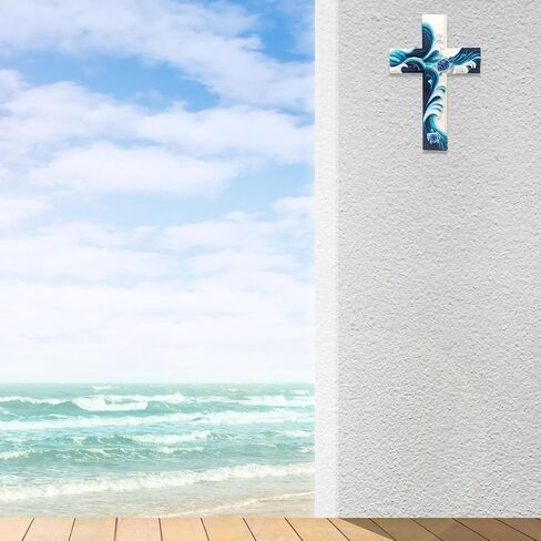 BestGiftEver Stunning Sea Turtle Waves Wall Cross - Nautical & Ocean Decor | Beach House Religious Wall Art | Coastal and Marine Life Hanging Wall Decor Cross in Saudi Arabia