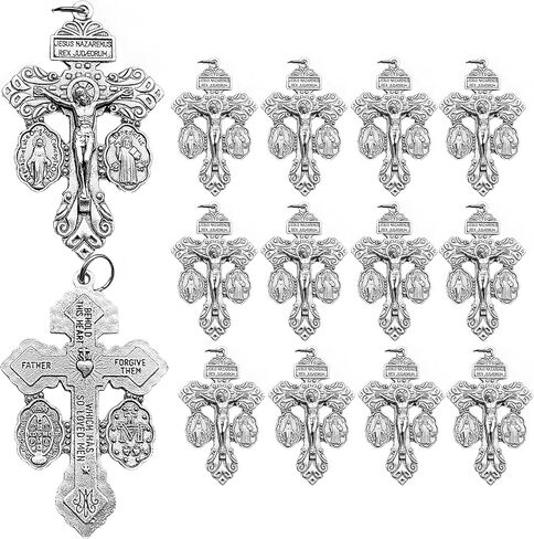12 Pcs Crucifix for Rosary Making Bulk Pack,St Benedict Medal,Rosaries Catholic and Pardon Crucifix Rosary Parts in Saudi Arabia