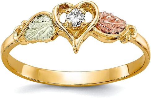 10k Tri color Polished and satin Black Hills Gold Diamond Love Heart Ring Size 7.00 Statement-Ring for Women in Saudi Arabia