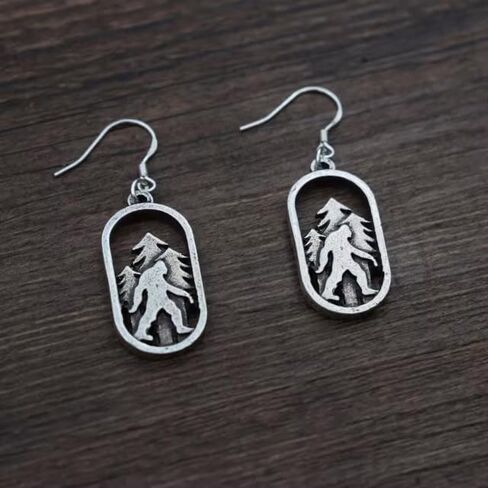 Generic Enchanted Wilderness Bigfoot Dangle Earrings, Silver in Saudi Arabia