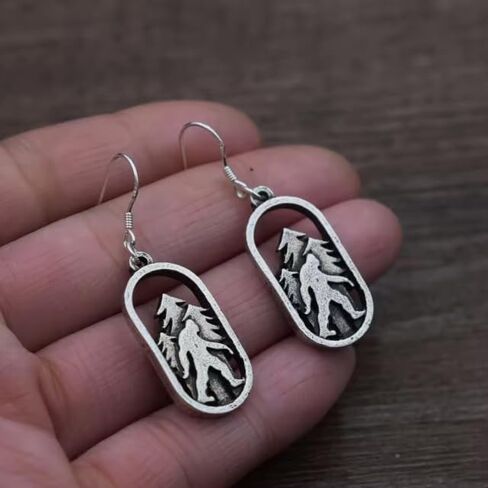 Generic Enchanted Wilderness Bigfoot Dangle Earrings, Silver in Saudi Arabia