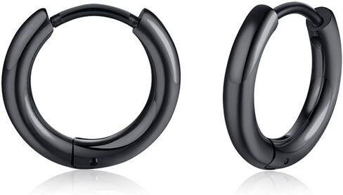 Men Hoop Earrings Stainless Steel Hypoallergenic Small Hoop Earrings Set Gold Silver Black Simple Cartilage Earrings Lightweight Unisex Jewelry for Daily Wear Gifts in Saudi Arabia