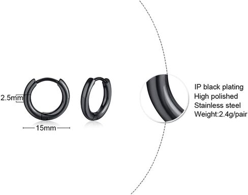 Men Hoop Earrings Stainless Steel Hypoallergenic Small Hoop Earrings Set Gold Silver Black Simple Cartilage Earrings Lightweight Unisex Jewelry for Daily Wear Gifts in Saudi Arabia