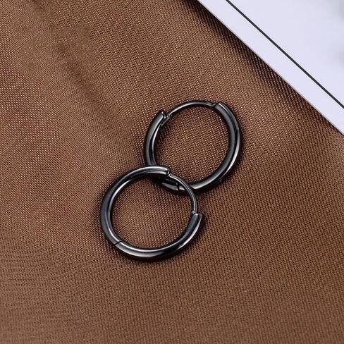 Men Hoop Earrings Stainless Steel Hypoallergenic Small Hoop Earrings Set Gold Silver Black Simple Cartilage Earrings Lightweight Unisex Jewelry for Daily Wear Gifts in Saudi Arabia