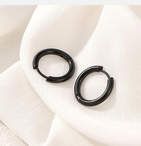Men Hoop Earrings Stainless Steel Hypoallergenic Small Hoop Earrings Set Gold Silver Black Simple Cartilage Earrings Lightweight Unisex Jewelry for Daily Wear Gifts in Saudi Arabia