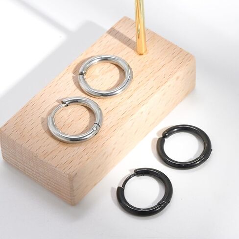 Men Hoop Earrings Stainless Steel Hypoallergenic Small Hoop Earrings Set Gold Silver Black Simple Cartilage Earrings Lightweight Unisex Jewelry for Daily Wear Gifts in Saudi Arabia